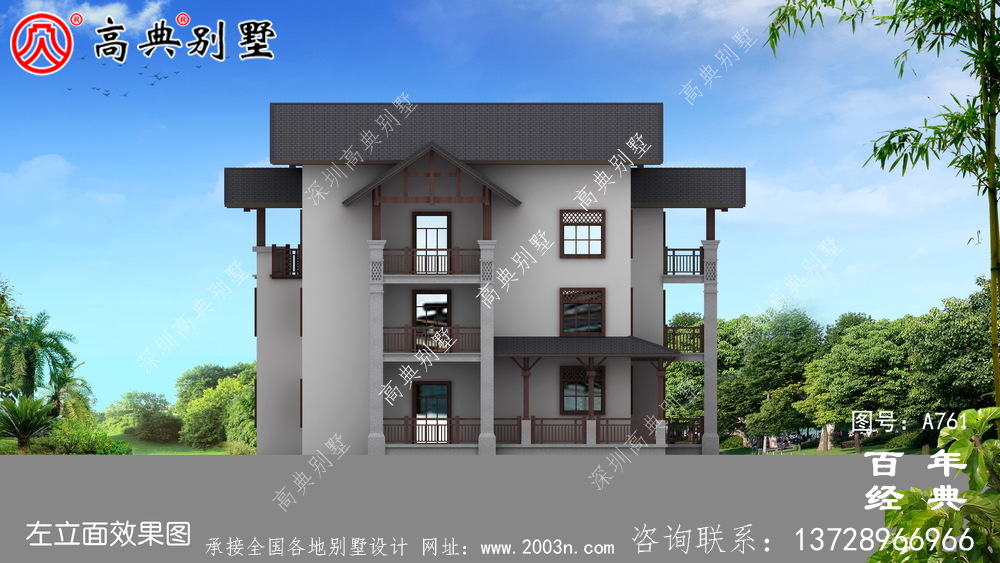 歐式三層歐式別墅設計工程圖紙_三層自建房設計圖