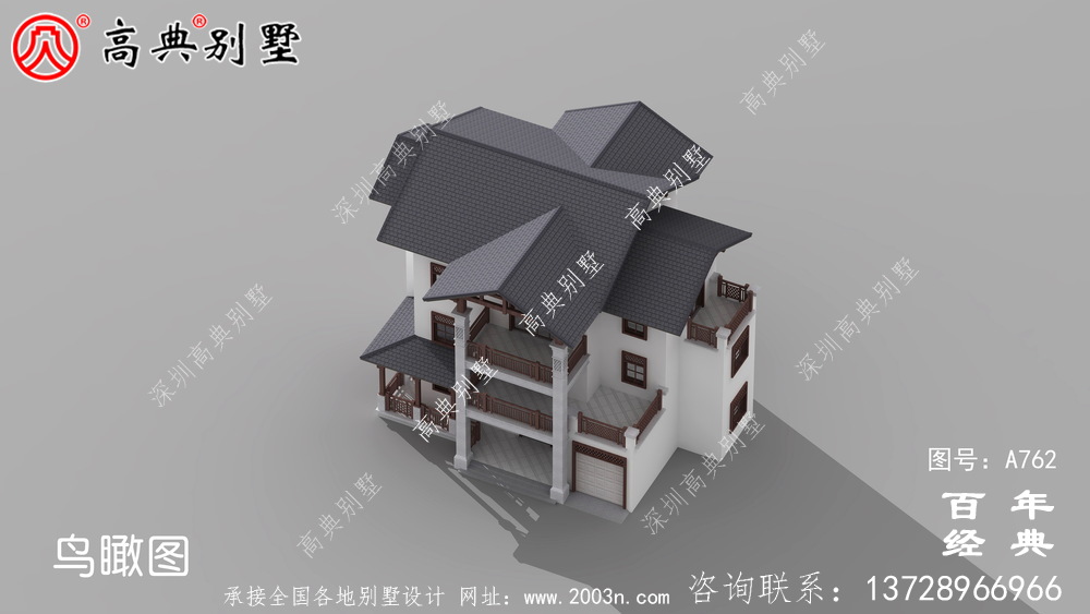 豪華三層歐式別墅設計圖紙_三層別墅效果圖