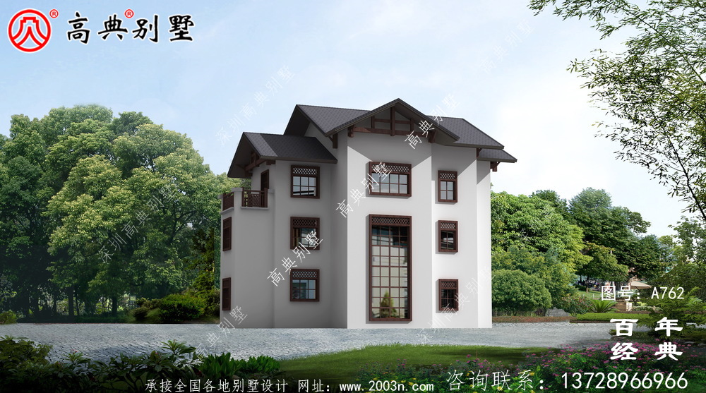 豪華三層歐式別墅設計圖紙_三層別墅效果圖