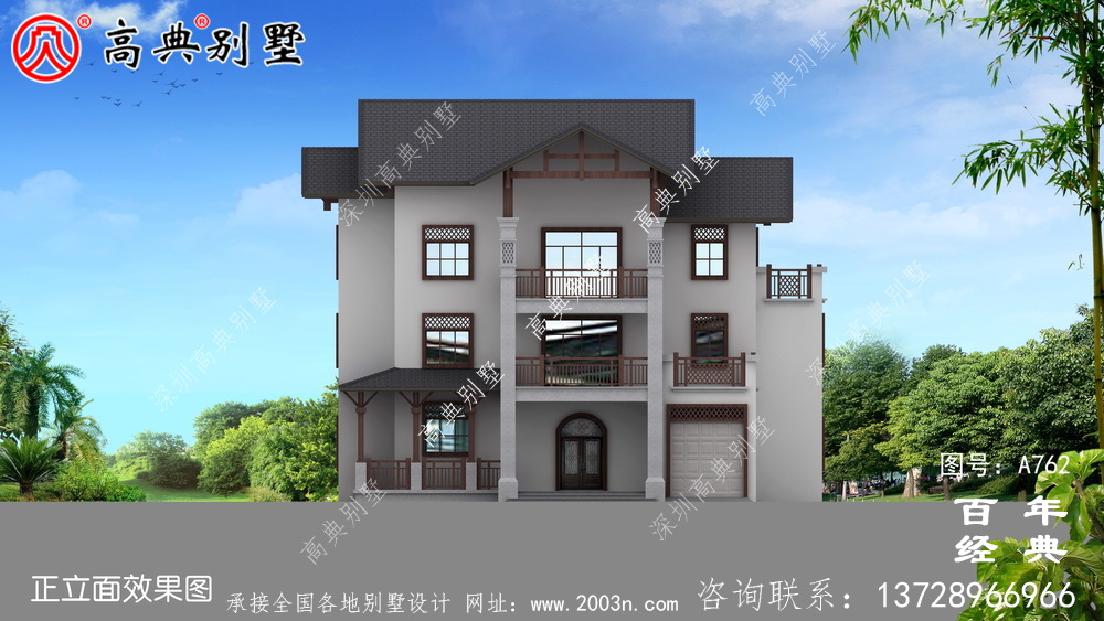 豪華三層歐式別墅設計圖紙_三層別墅效果圖