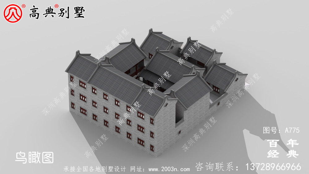 中式三層中國實用別墅設計圖紙_農村三層別墅圖紙