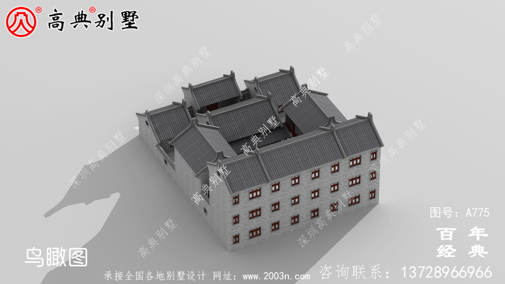 中式三層中國實用別墅設計圖紙_農村三層別墅圖紙