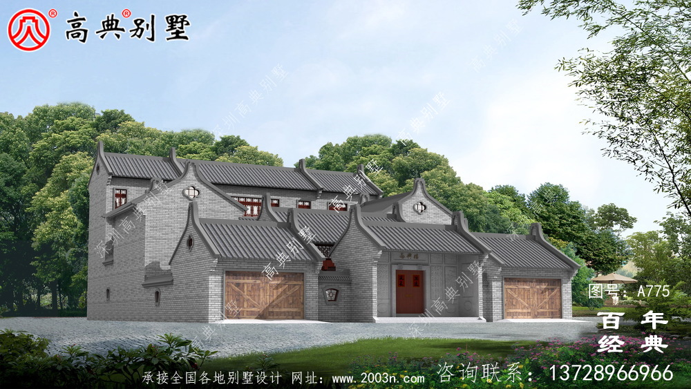 中式三層中國實用別墅設計圖紙_農村三層別墅圖紙
