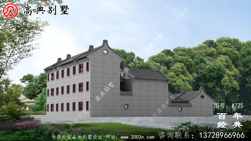 中式三層中國實用別墅設計圖紙_農村三層別墅圖紙