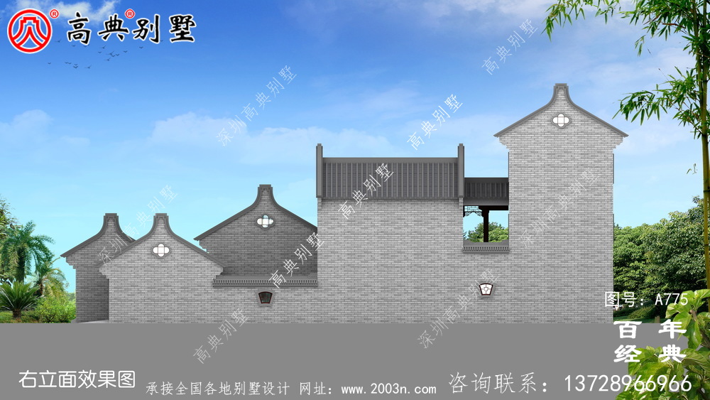 中式三層中國實用別墅設計圖紙_農村三層別墅圖紙