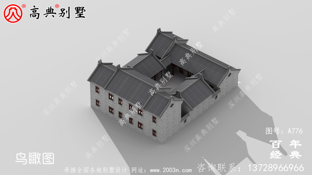 中式豪华别墅外观设计图纸_农村二层别墅图纸