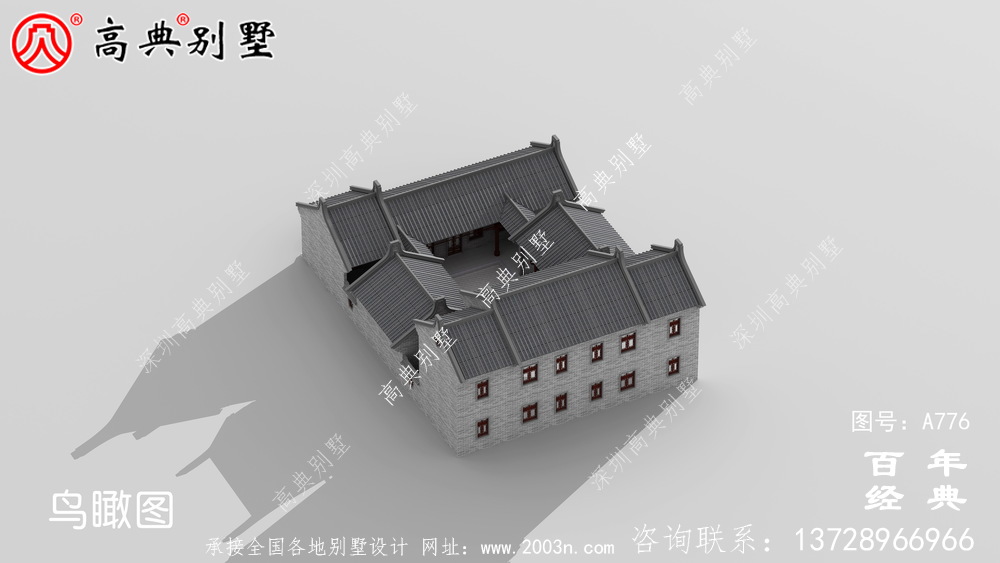 中式豪华别墅外观设计图纸_农村二层别墅图纸