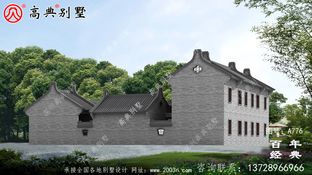 中式豪华别墅外观设计图纸_农村二层别墅图纸