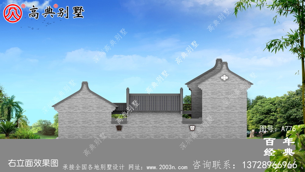 中式豪华别墅外观设计图纸_农村二层别墅图纸