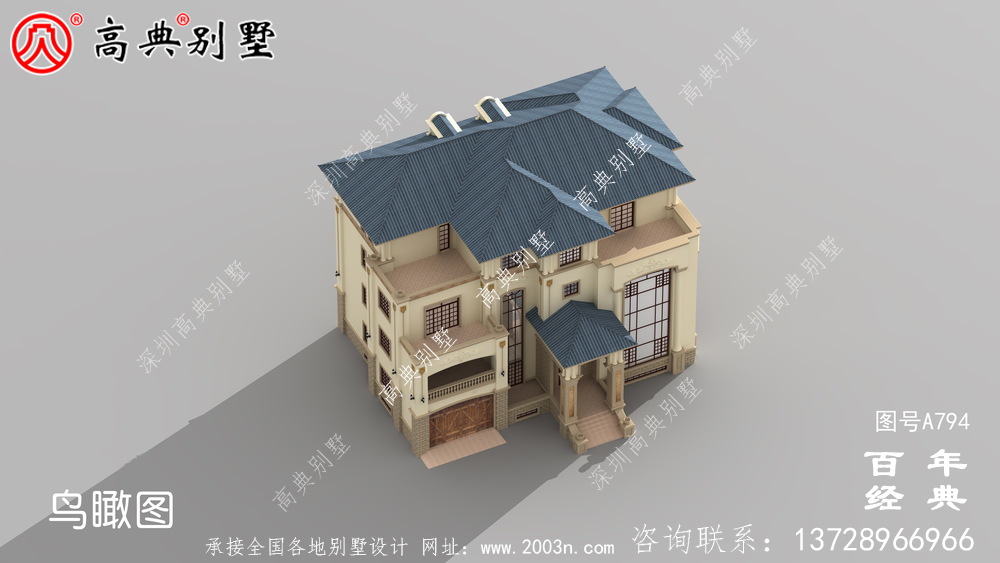 歐式四層帶車庫豪華別墅工程圖紙_四層歐式別墅設計效果圖