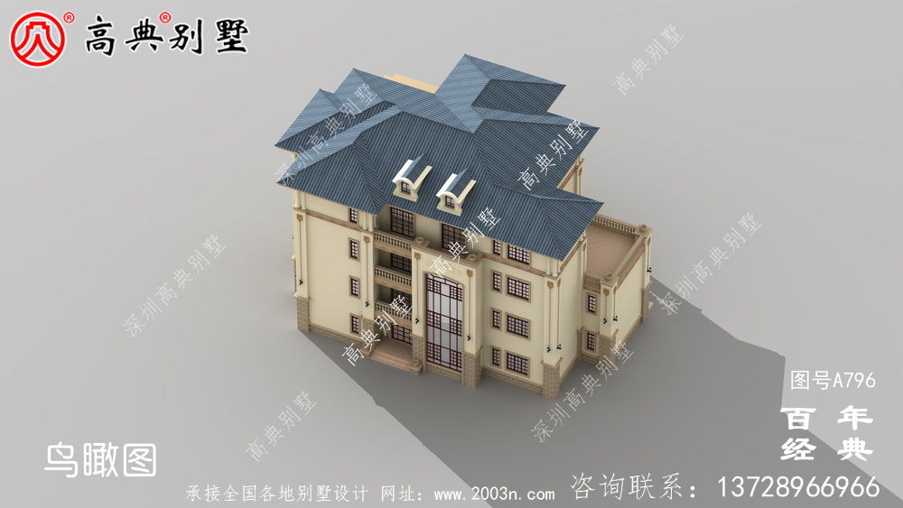 歐式四層帶車庫露臺大氣別墅設計圖紙_四層歐式別墅設計效果圖
