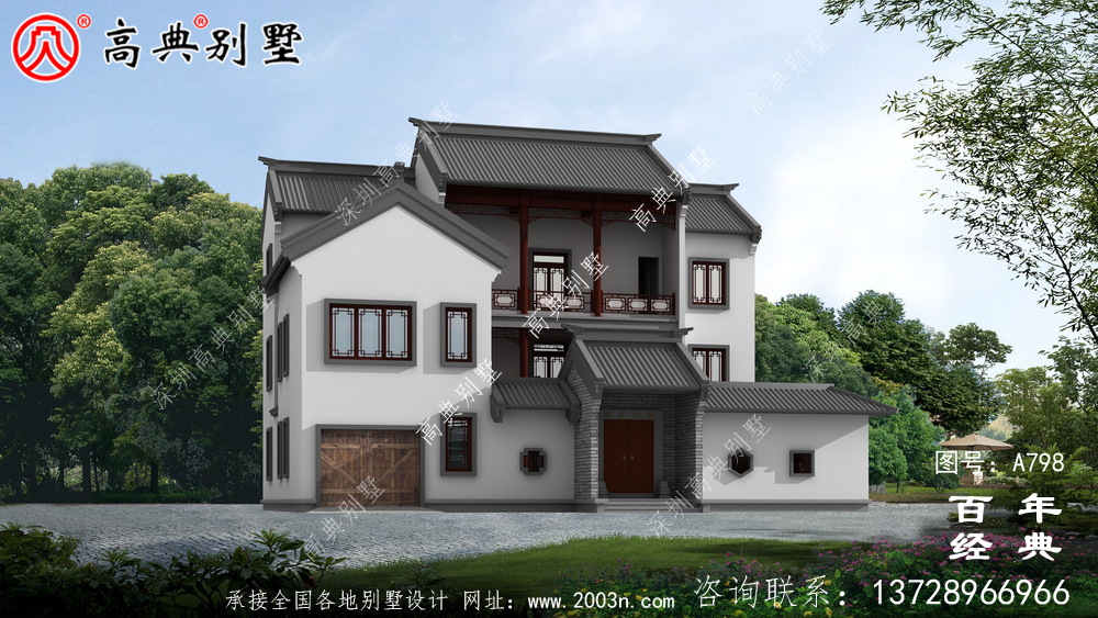 農村三層中式住宅設計圖及效果圖_農村三層別墅圖
