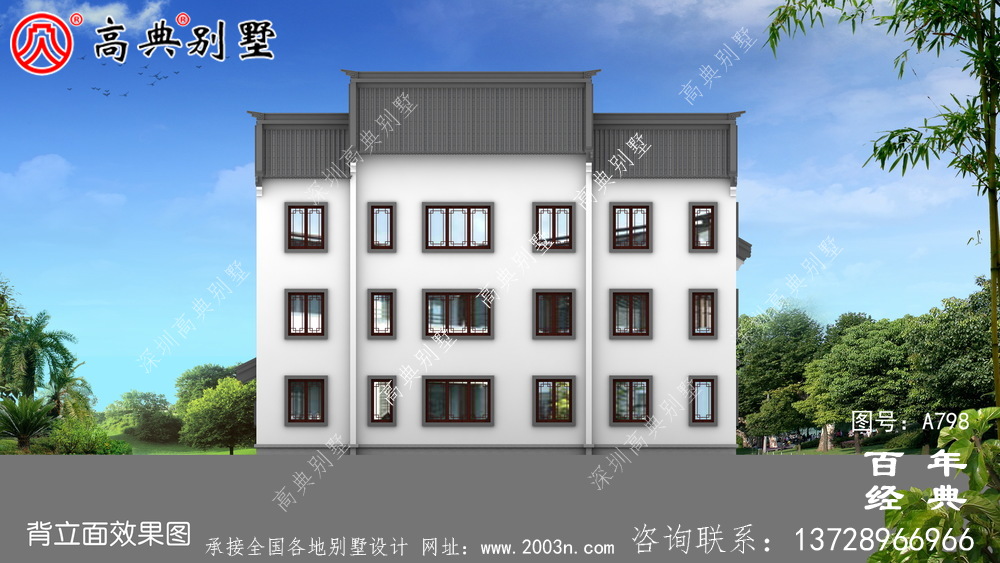 農村三層中式住宅設計圖及效果圖_農村三層別墅圖
