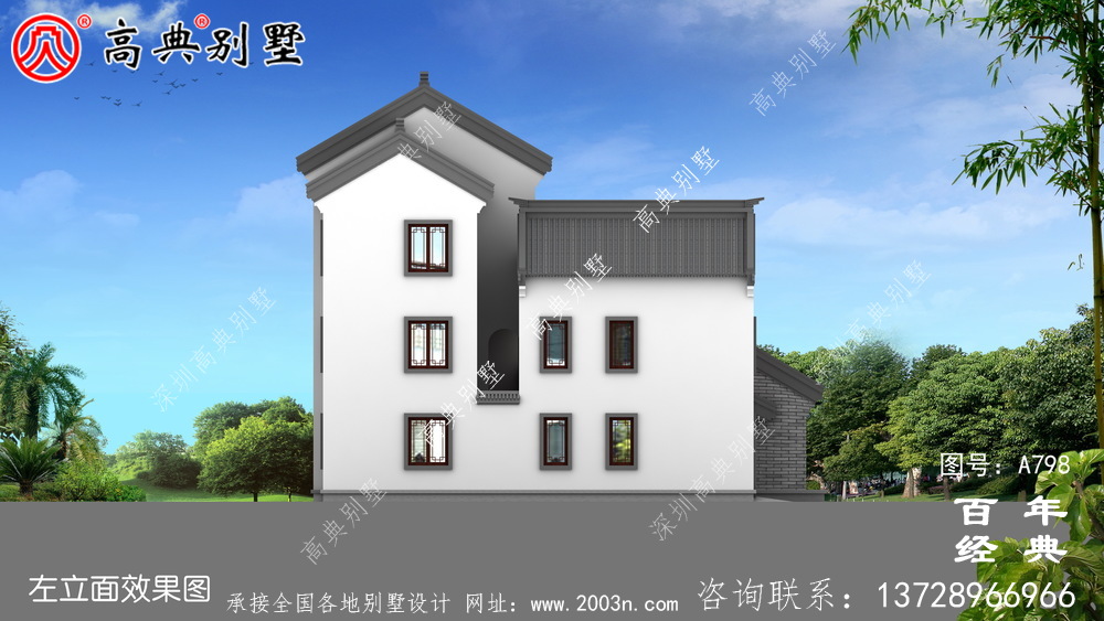 農村三層中式住宅設計圖及效果圖_農村三層別墅圖
