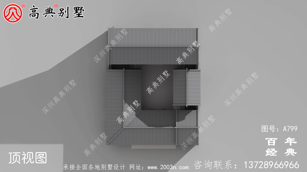 中式风格三层带车库别墅设计图纸及效果图_三层房屋设计图纸