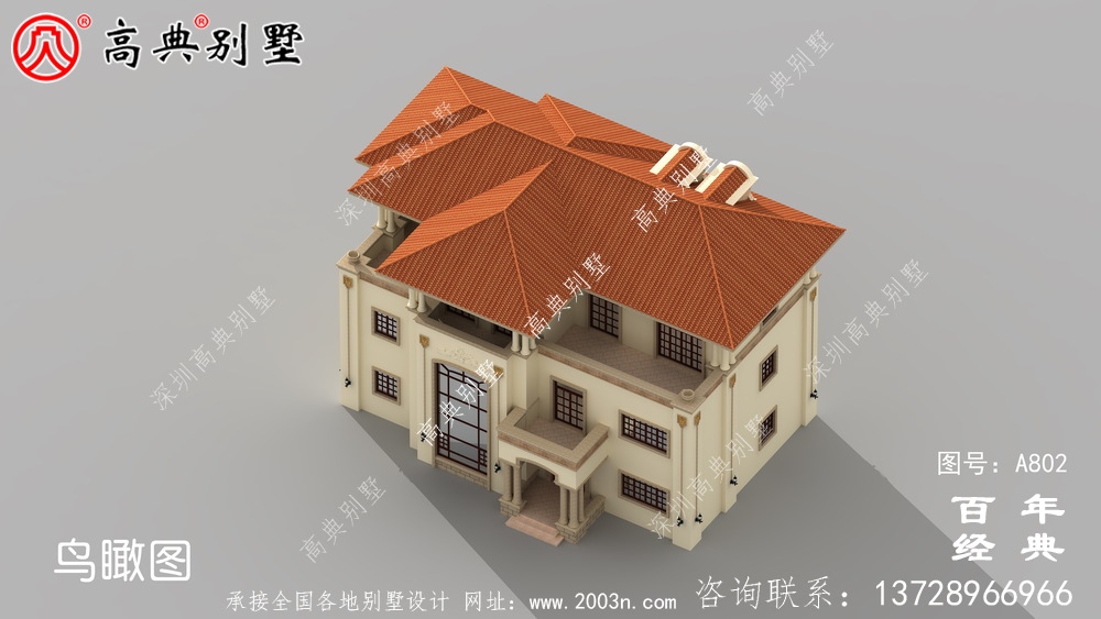 歐式三層舒適別墅設計圖和效果圖_鄉村三層別墅設計圖