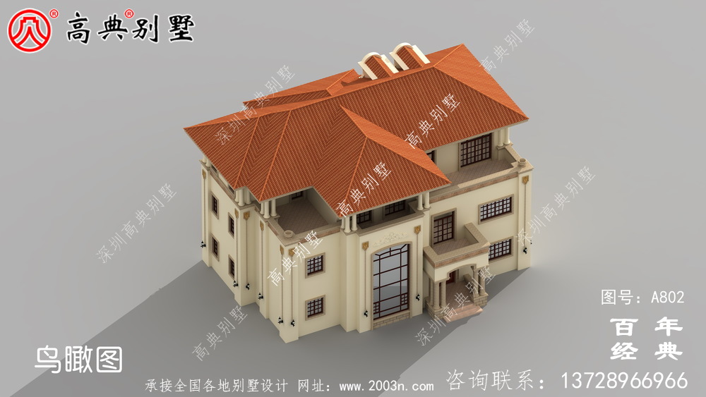 歐式三層舒適別墅設計圖和效果圖_鄉村三層別墅設計圖