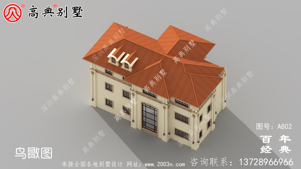 歐式三層舒適別墅設計圖和效果圖_鄉村三層別墅設計圖