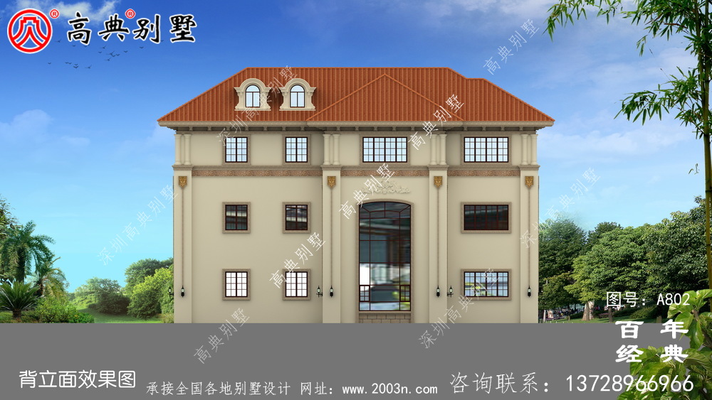歐式三層舒適別墅設計圖和效果圖_鄉村三層別墅設計圖