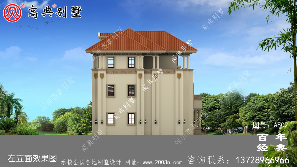 歐式三層舒適別墅設計圖和效果圖_鄉村三層別墅設計圖