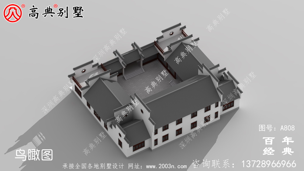 二层新中式房屋设计图纸及设计效果图_徽派房子设计图纸