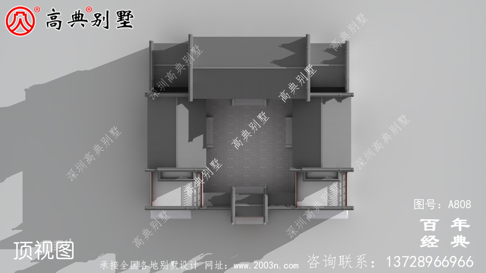 二层新中式房屋设计图纸及设计效果图_徽派房子设计图纸