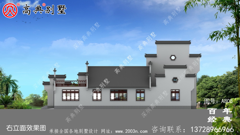 二层新中式房屋设计图纸及设计效果图_徽派房子设计图纸