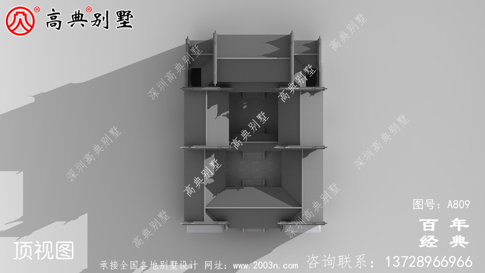 三層中式自建住宅設計圖紙及效果圖_徽派房子設計圖紙