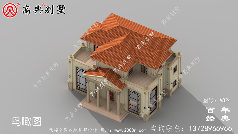 歐式豪華復式雙拼三層別墅設計圖紙_歐式別墅效果圖