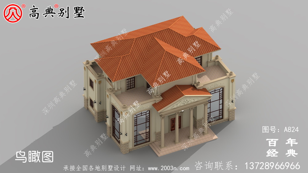 歐式豪華復式雙拼三層別墅設計圖紙_歐式別墅效果圖