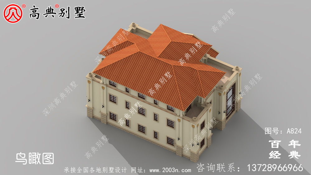 歐式豪華復式雙拼三層別墅設計圖紙_歐式別墅效果圖