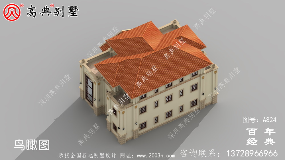 歐式豪華復式雙拼三層別墅設計圖紙_歐式別墅效果圖