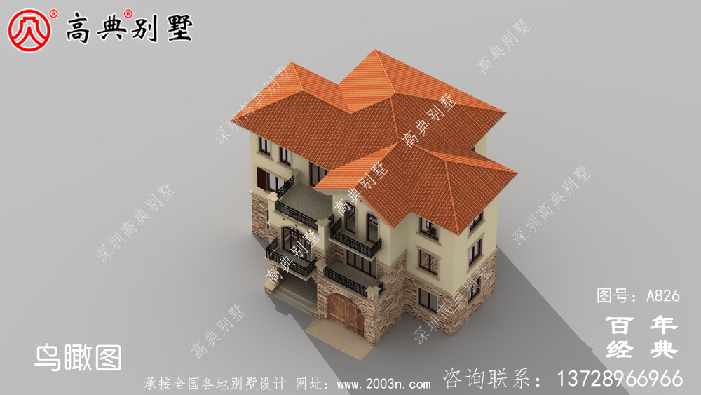 歐式三層別墅帶露臺(tái)設(shè)計(jì)圖紙_三層別墅外觀效果圖