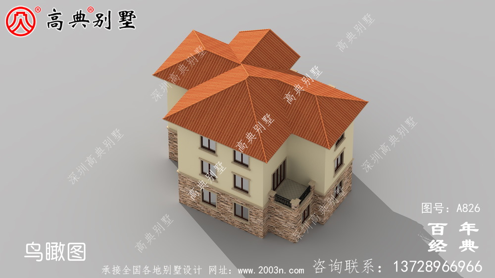 歐式三層別墅帶露臺(tái)設(shè)計(jì)圖紙_三層別墅外觀效果圖