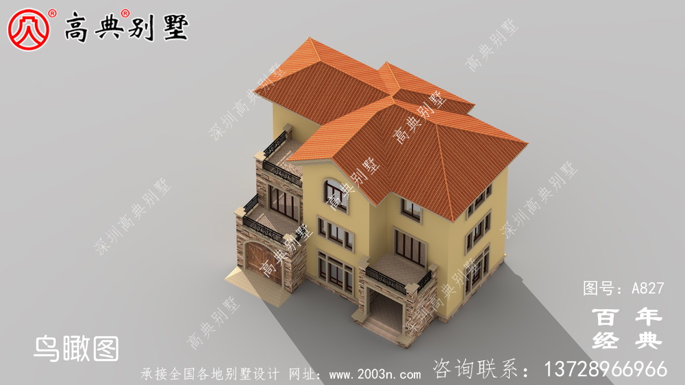 歐式古典三層帶陽臺別墅設(shè)計圖紙_三層別墅設(shè)計效果圖