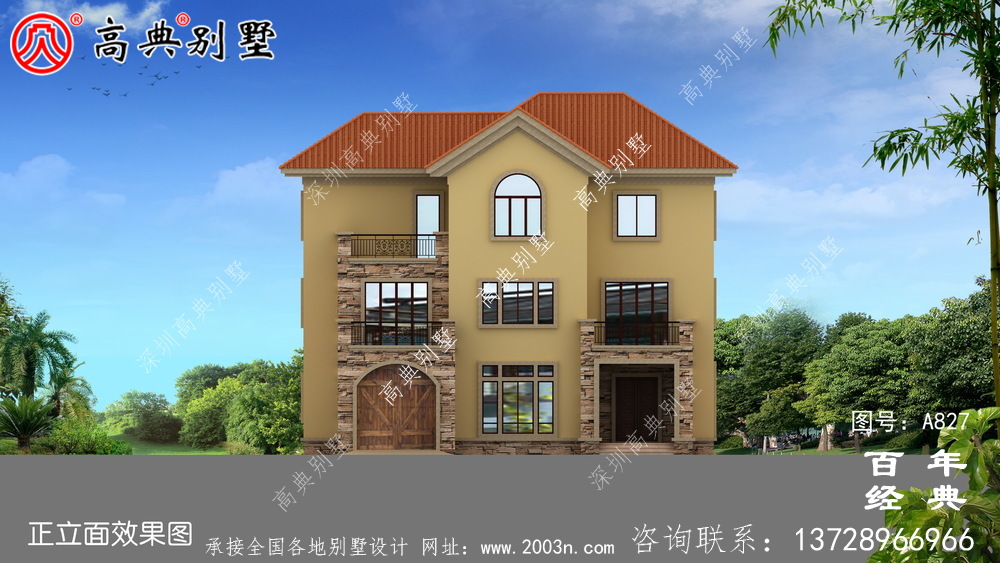 歐式古典三層帶陽臺別墅設(shè)計圖紙_三層別墅設(shè)計效果圖