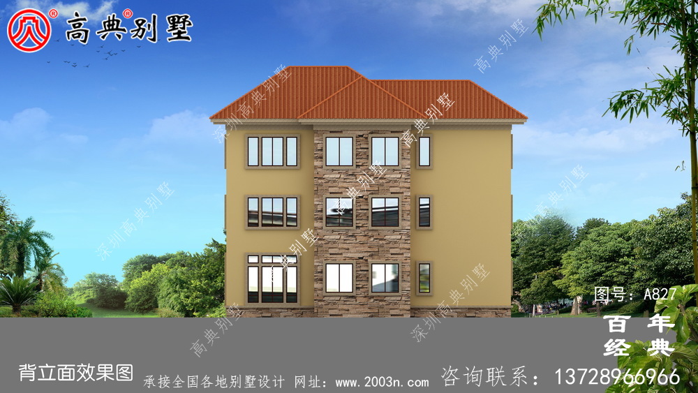 歐式古典三層帶陽臺別墅設(shè)計圖紙_三層別墅設(shè)計效果圖