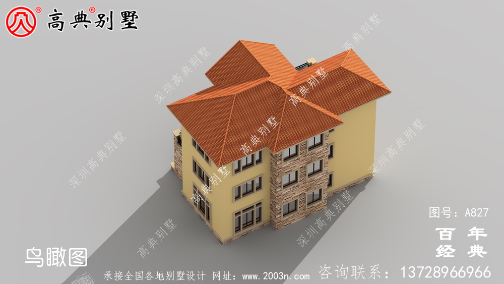 歐式古典三層帶陽臺別墅設(shè)計圖紙_三層別墅設(shè)計效果圖