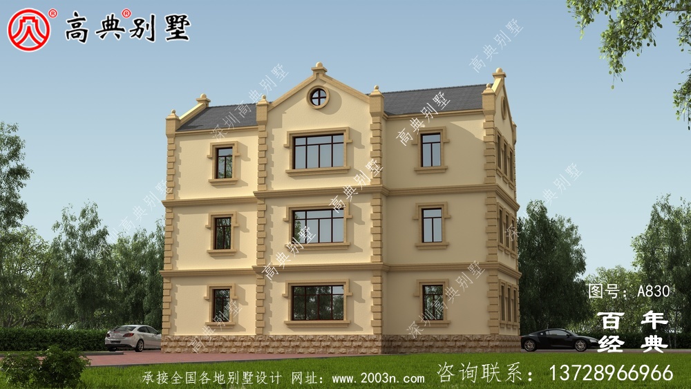 歐式三層別墅帶露臺設計圖紙_三層別墅設計效果圖紙