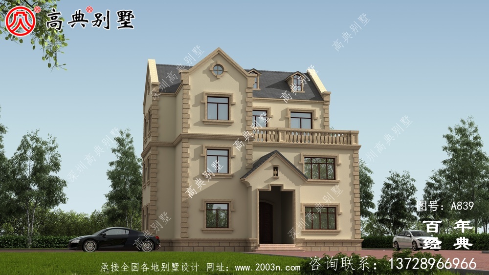 歐式奢華的三層別墅設計工程圖紙_三層別墅設計效果圖