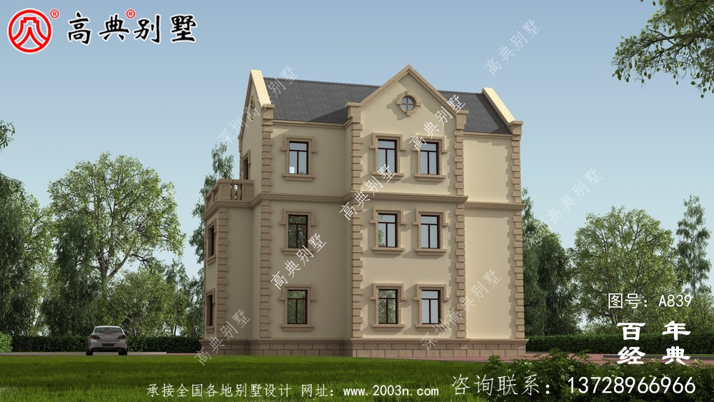 歐式奢華的三層別墅設計工程圖紙_三層別墅設計效果圖