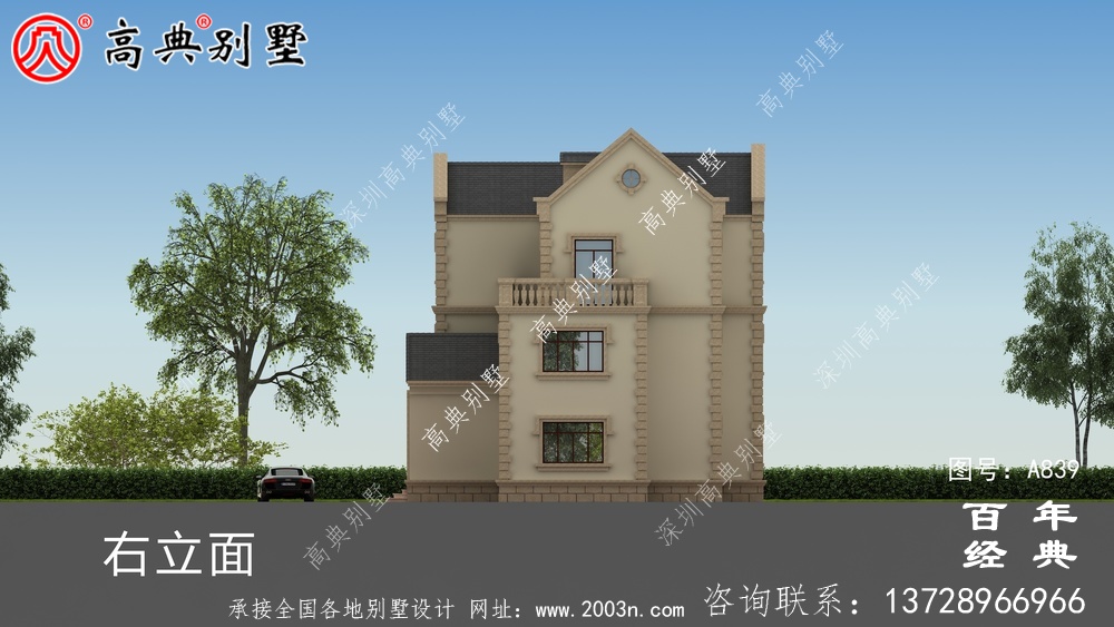 歐式奢華的三層別墅設計工程圖紙_三層別墅設計效果圖
