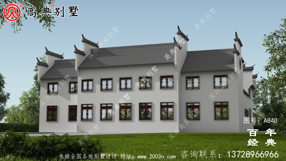 二楼中式四合院图纸施工图与效果图_中式四合院设计图