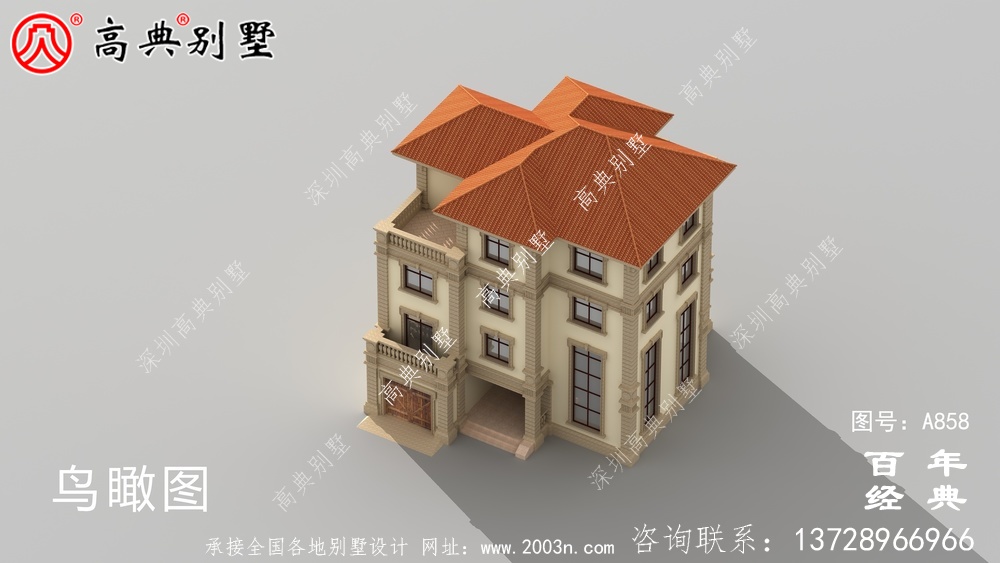 歐式四層帶車庫別墅設計圖紙_四層別墅設計效果圖