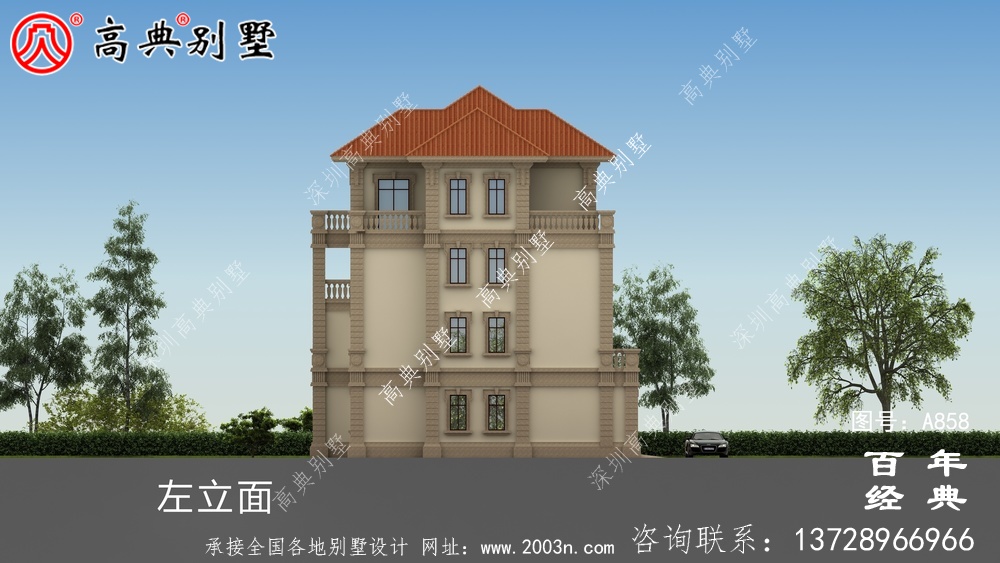 歐式四層帶車庫別墅設計圖紙_四層別墅設計效果圖