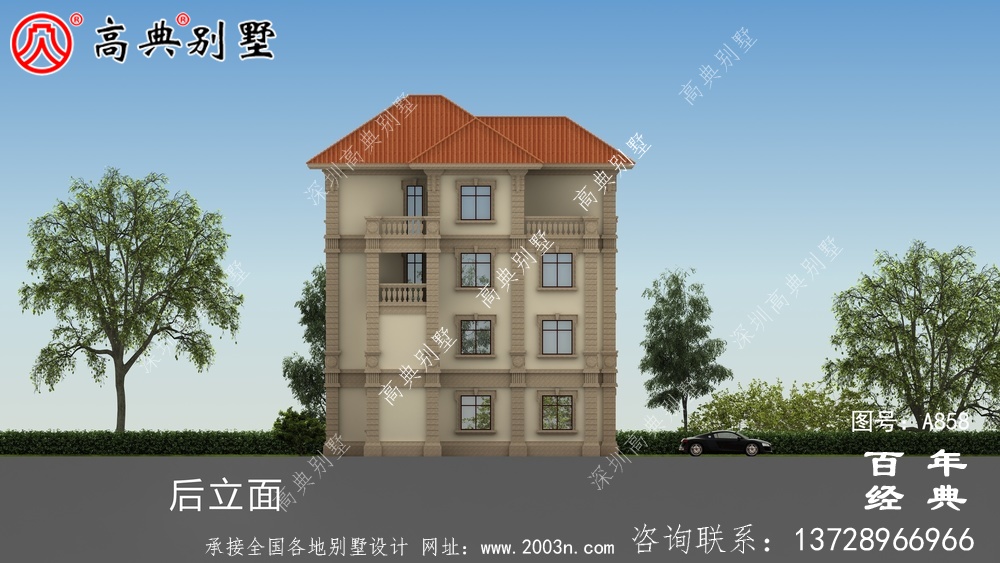 歐式四層帶車庫別墅設計圖紙_四層別墅設計效果圖