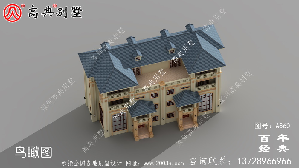 歐式四層復式雙拼別墅設計外觀圖紙_雙拼別墅效果圖紙