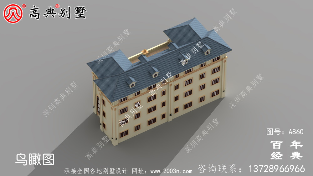 歐式四層復式雙拼別墅設計外觀圖紙_雙拼別墅效果圖紙