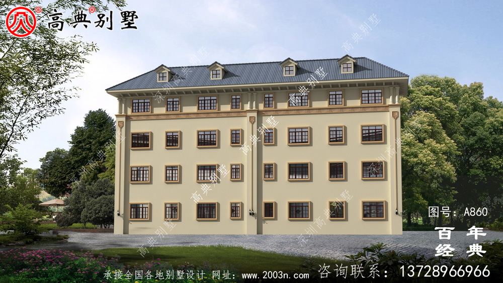 歐式四層復式雙拼別墅設計外觀圖紙_雙拼別墅效果圖紙