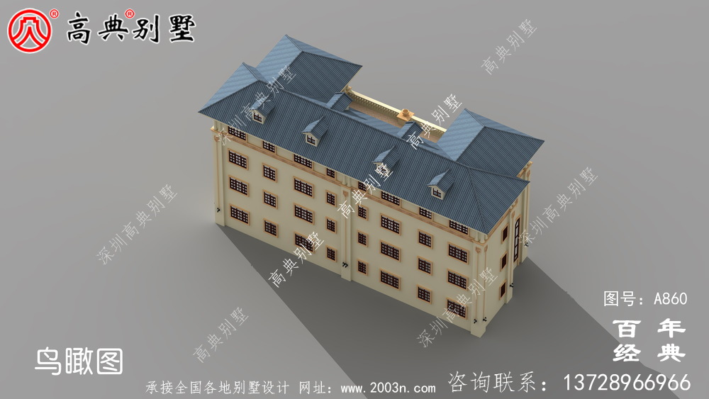 歐式四層復式雙拼別墅設計外觀圖紙_雙拼別墅效果圖紙